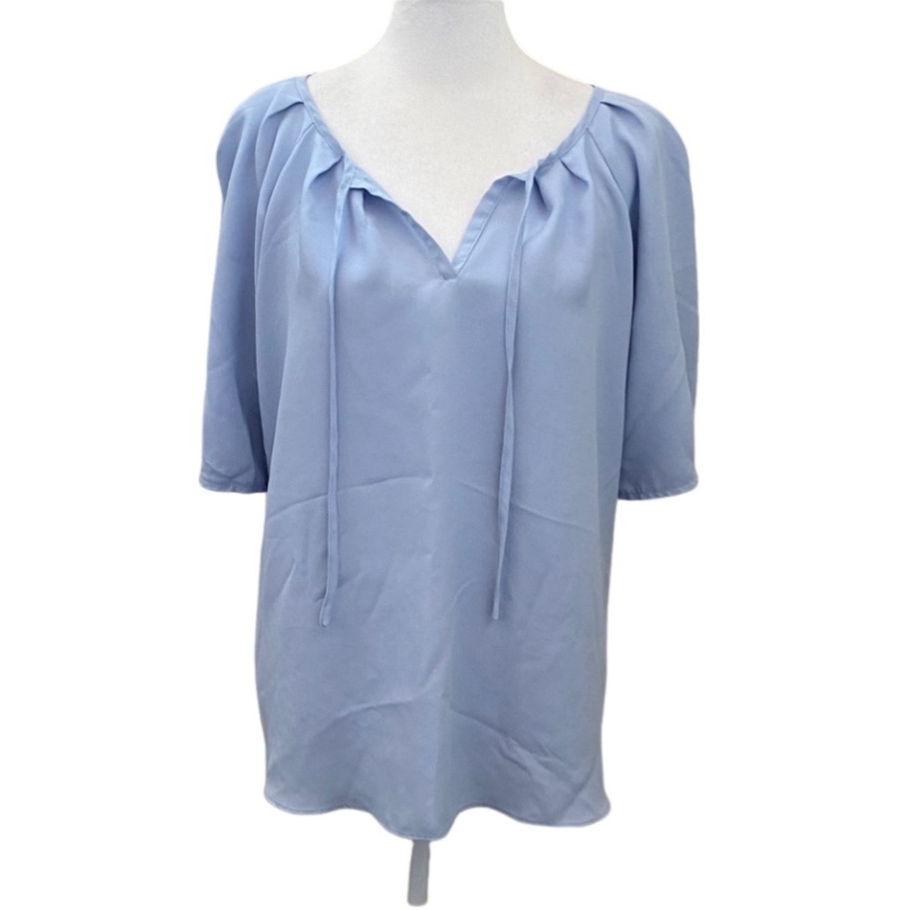 Ann Taylor Soft Sky Baby Blue Blouse. Size M. V-neck with ties.